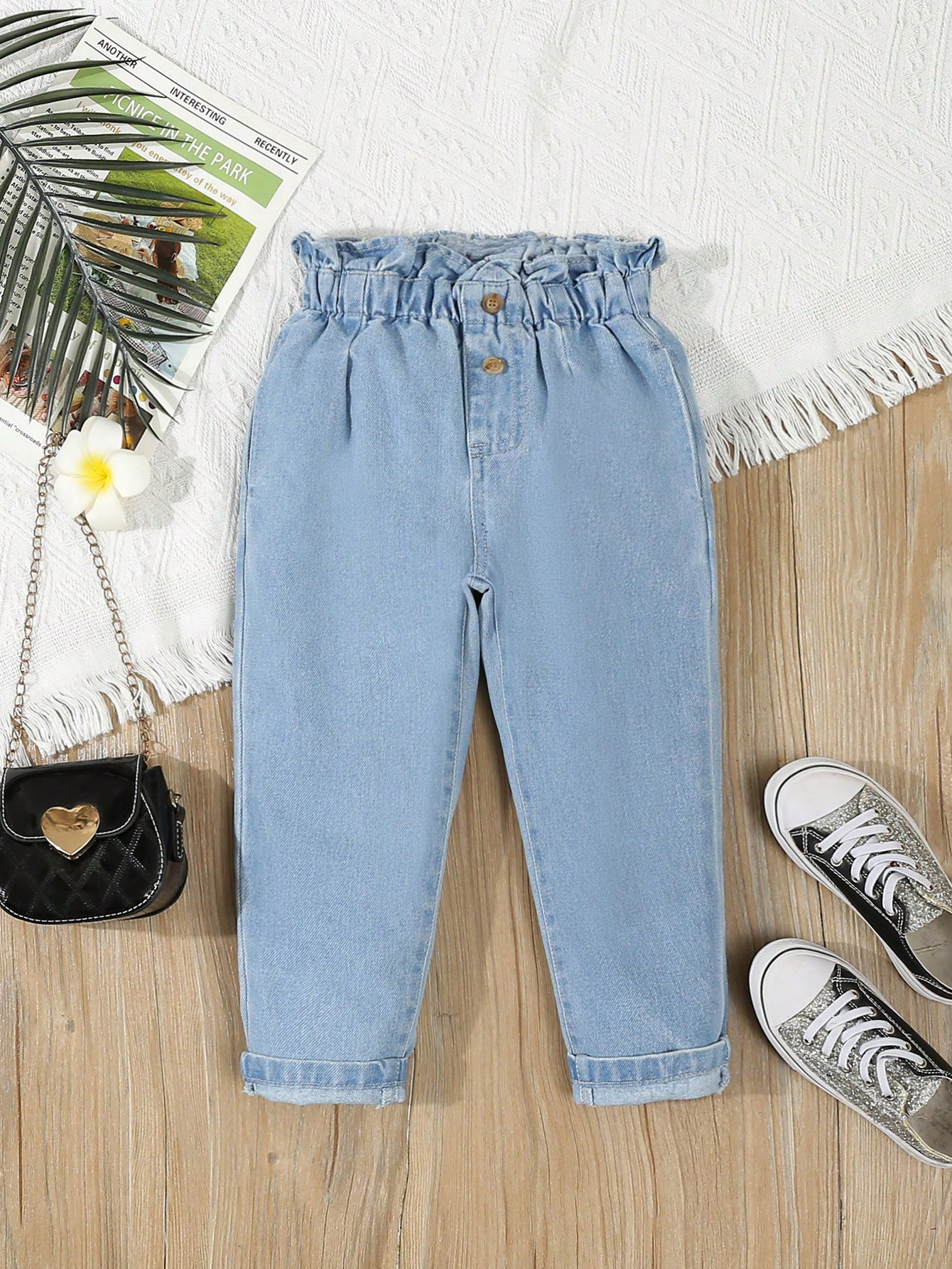 TrendsYoung Girl Casual Boho Holiday Paperback Waist Flat Pockets Mom Jeans, Girls Daily OOTD Out... | SHEIN