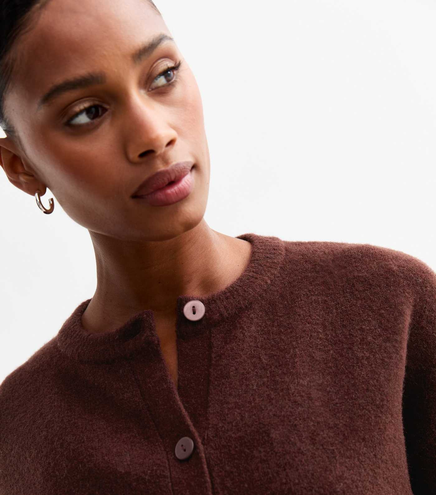 Burgundy Soft Knit Crew Neck Cardigan | New Look | New Look (UK)