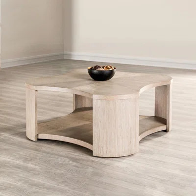 Modern Oak Finish Coffee Table with Open Storage and Casters, Perfect for Stylish and Functional Living Rooms | Wayfair North America