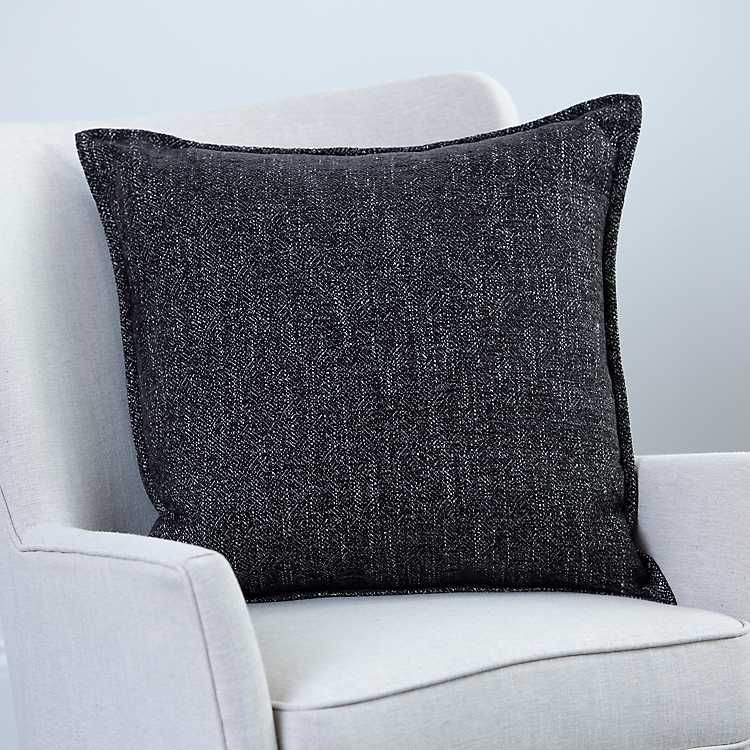 Black Chenille Texture Flange Pillow, 22 in. | Kirkland's Home