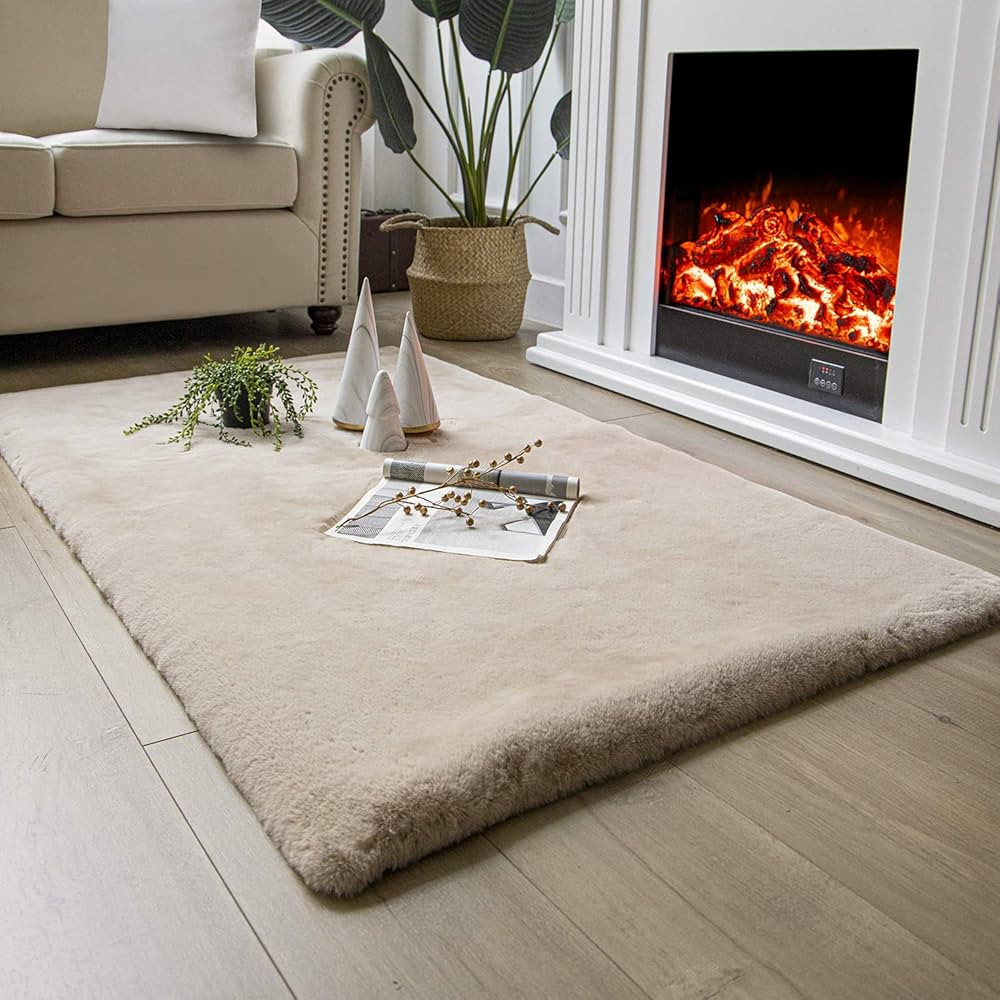 Ashler Home Deco Ultra Soft Faux Rabbit Fur Chair Couch Cover Area Rug for Bedroom Floor Sofa Liv... | Amazon (US)