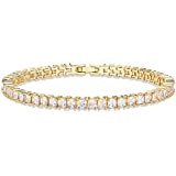 PAVOI 14K Gold Plated 3mm Cubic Zirconia Classic Tennis Bracelet | Gold Bracelets for Women | Siz... | Amazon (US)