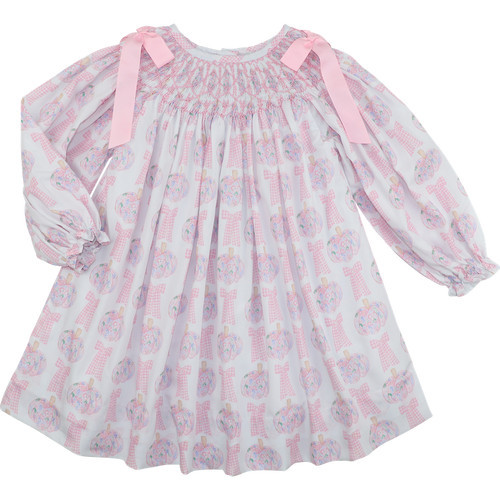 Pink Floral Pumpkin And Bow Smocked Dress | Cecil and Lou