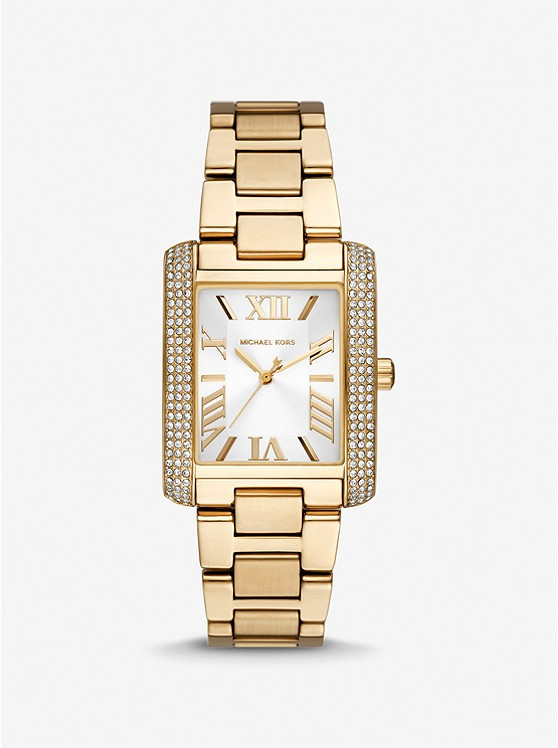 Oversized Emery Pavé Gold Tone Watch | Michael Kors US
