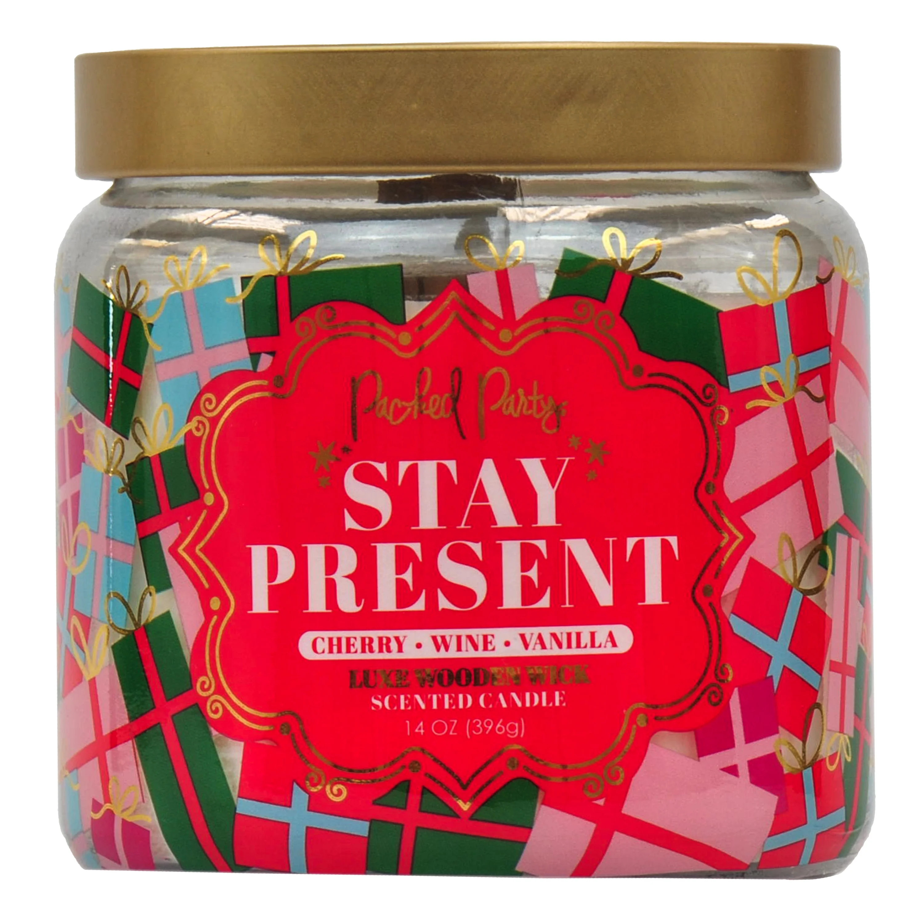 Packed Party Stay Present Wrapped Candle with Wood Wick, 14-Ounce - Walmart.com | Walmart (US)