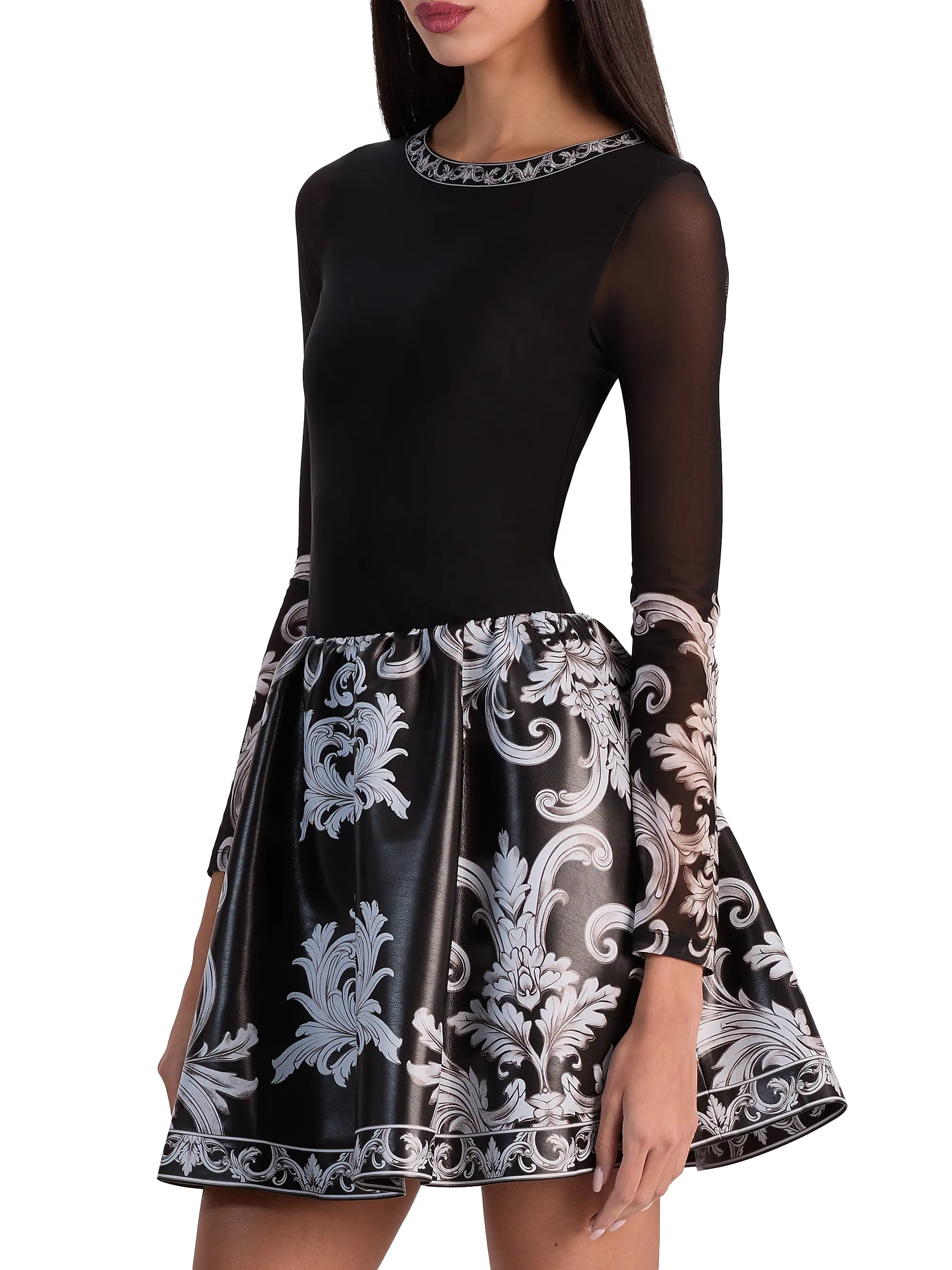 Alice + Olivia Chara Mixed-Media Minidress | Saks Fifth Avenue | Saks Fifth Avenue