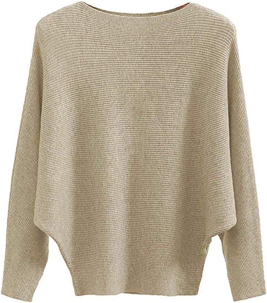 Women's Batwing Sleeves Knitted Dolman Sweaters Pullovers Tops | Amazon (US)