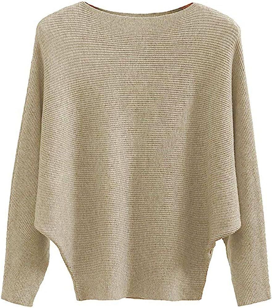 Women's Batwing Sleeves Knitted Dolman Sweaters Pullovers Tops | Amazon (US)