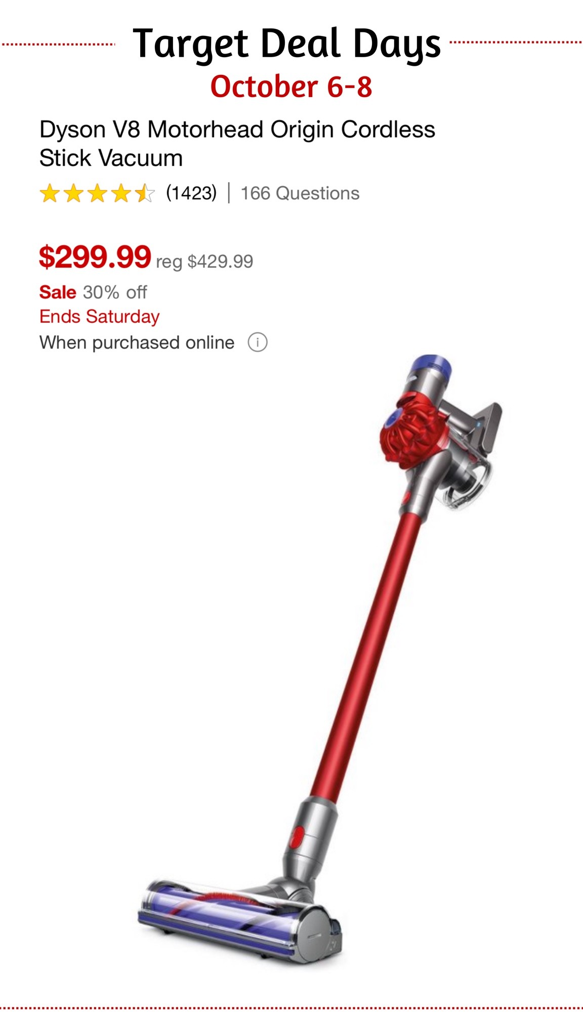 Target deal days. October 6-8th early
Black Friday deals for three days! Dyson cordless vacuum

#LTKsalealert