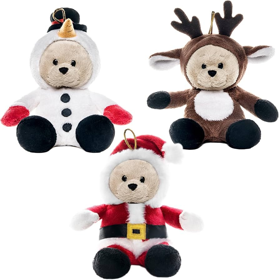 My OLi Christmas Teddy Bears Stuffed Animal 7in Plush Bears with Flippable Hats Pack of 3 : Santa... | Amazon (US)