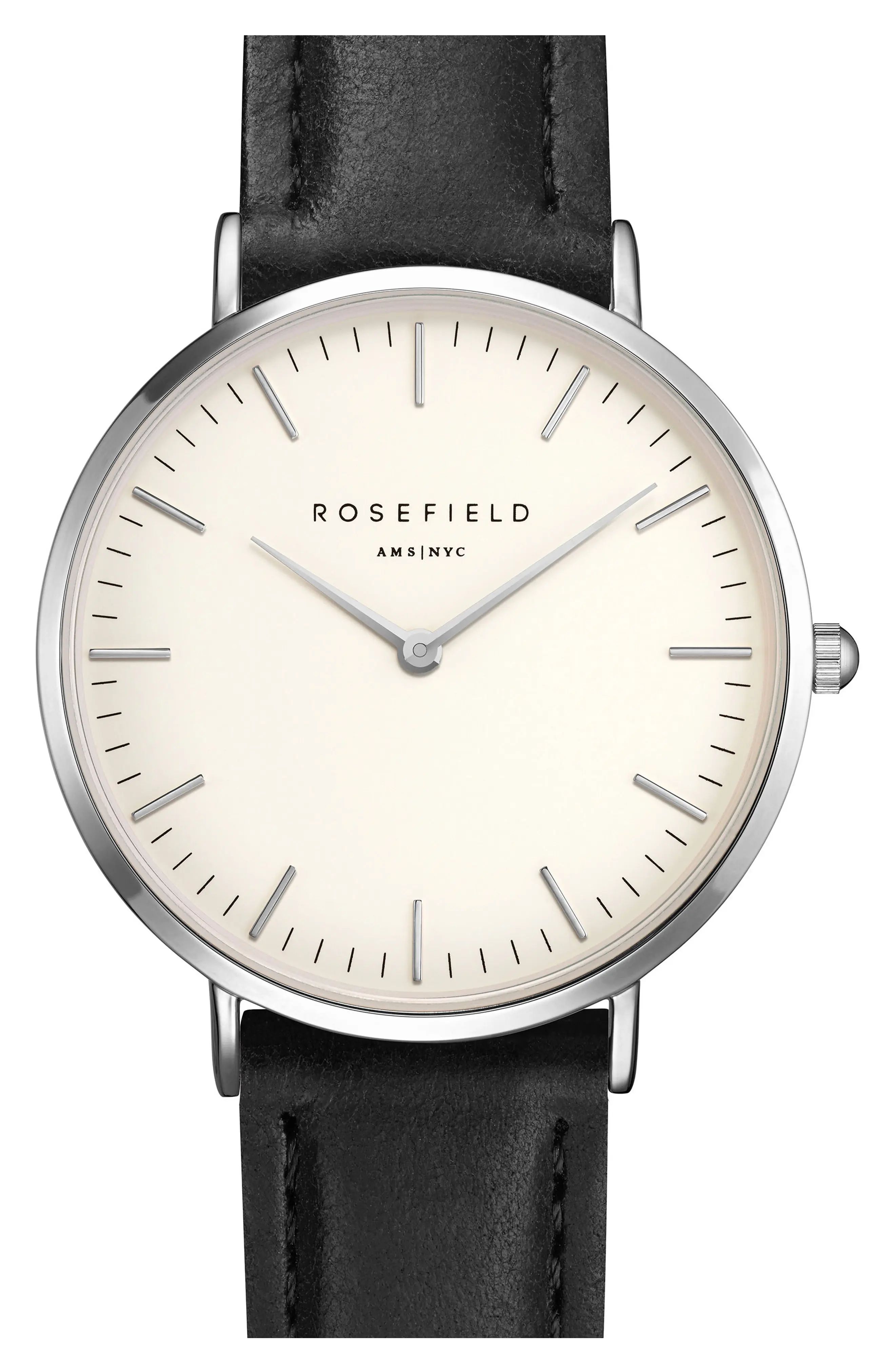Rosefield Tribeca Leather Strap Watch, 33mm | Nordstrom