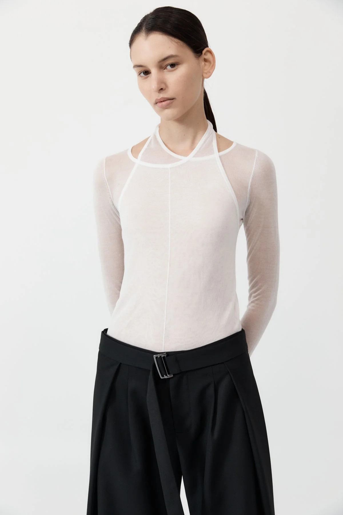 Semi Sheer Loop Top - White | St. Agni (US, UK, EU)