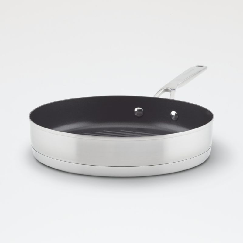 KitchenAid 10.25" Round Stainless Steel Non-Stick Grill Pan + Reviews | Crate & Barrel | Crate & Barrel