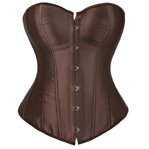 Frawirshau Brown Corset Top for Women Plus Size - Renaissance & Steampunk Style - Size M | Amazon (US)