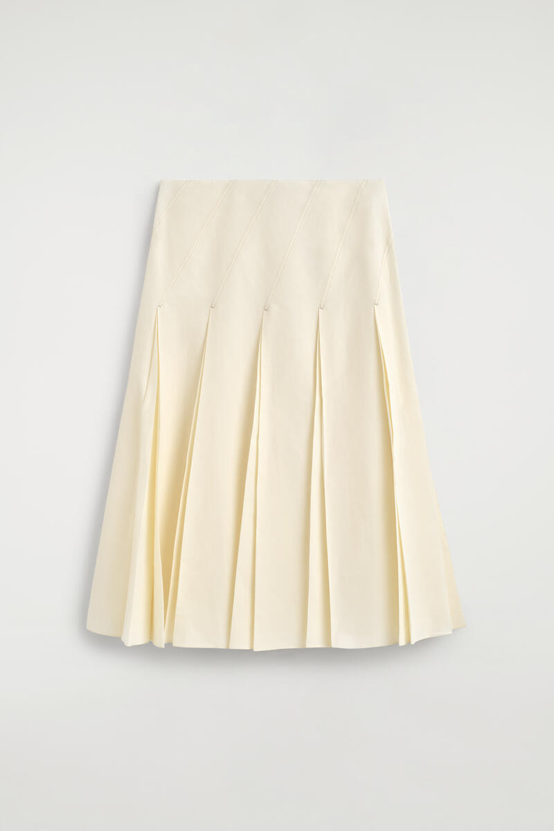 Pleated Cotton-Linen Midi Skirt | COS (US)