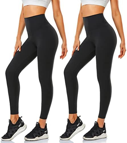 CTHH 2 Pack Leggings for Women Tummy Control-High Waist Non See Through 4 Way Stretch Black Soft ... | Amazon (US)