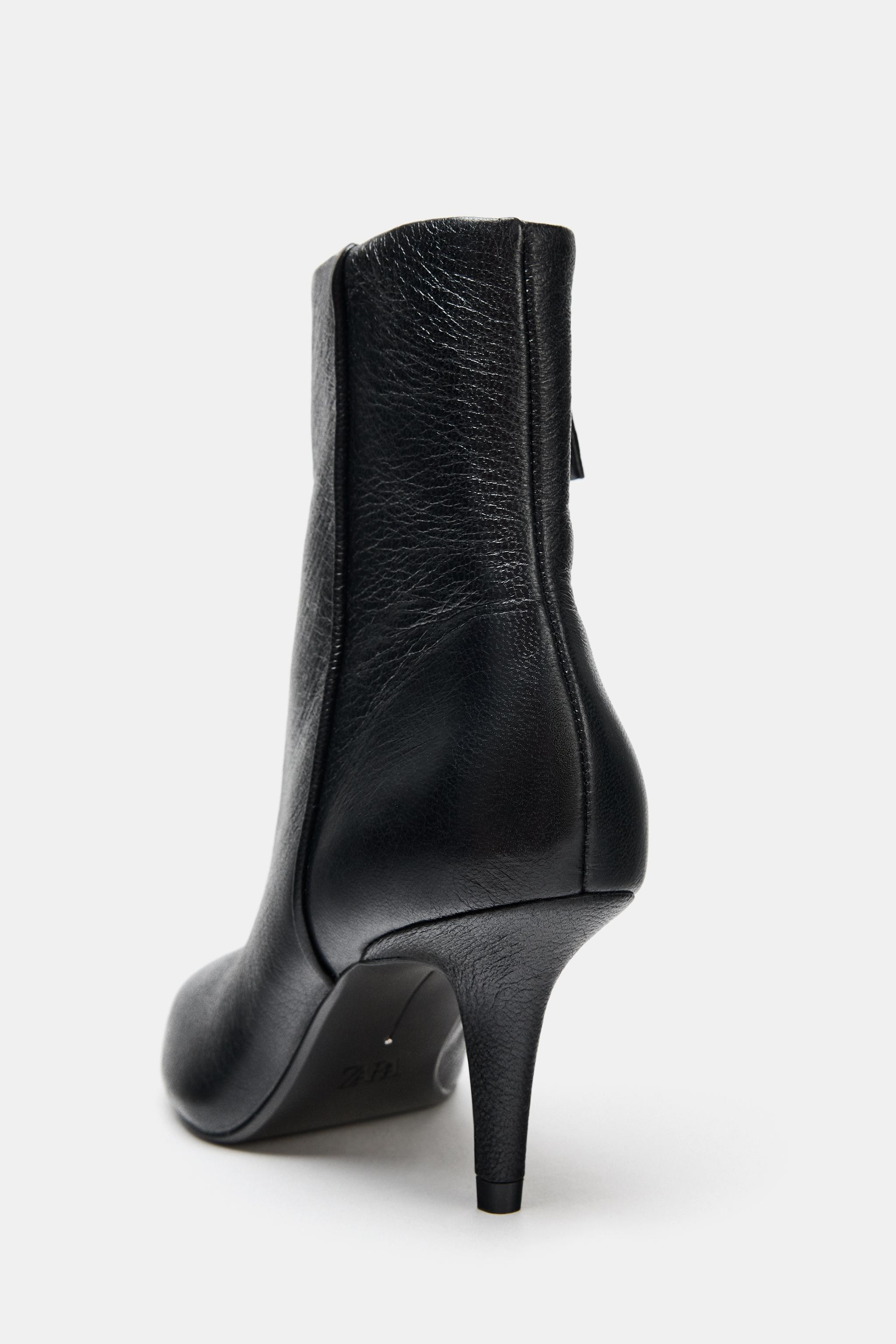 LEATHER HEELED ANKLE BOOTS | Zara UK