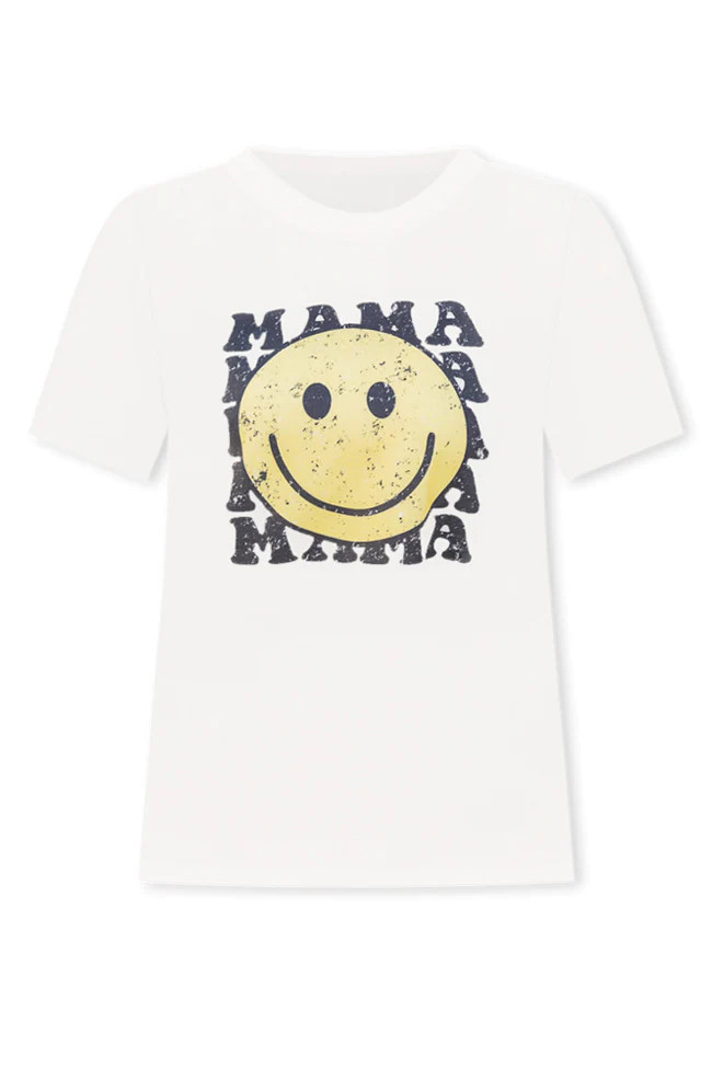 Mama Smiley Repeat Ivory Graphic Tee | Pink Lily