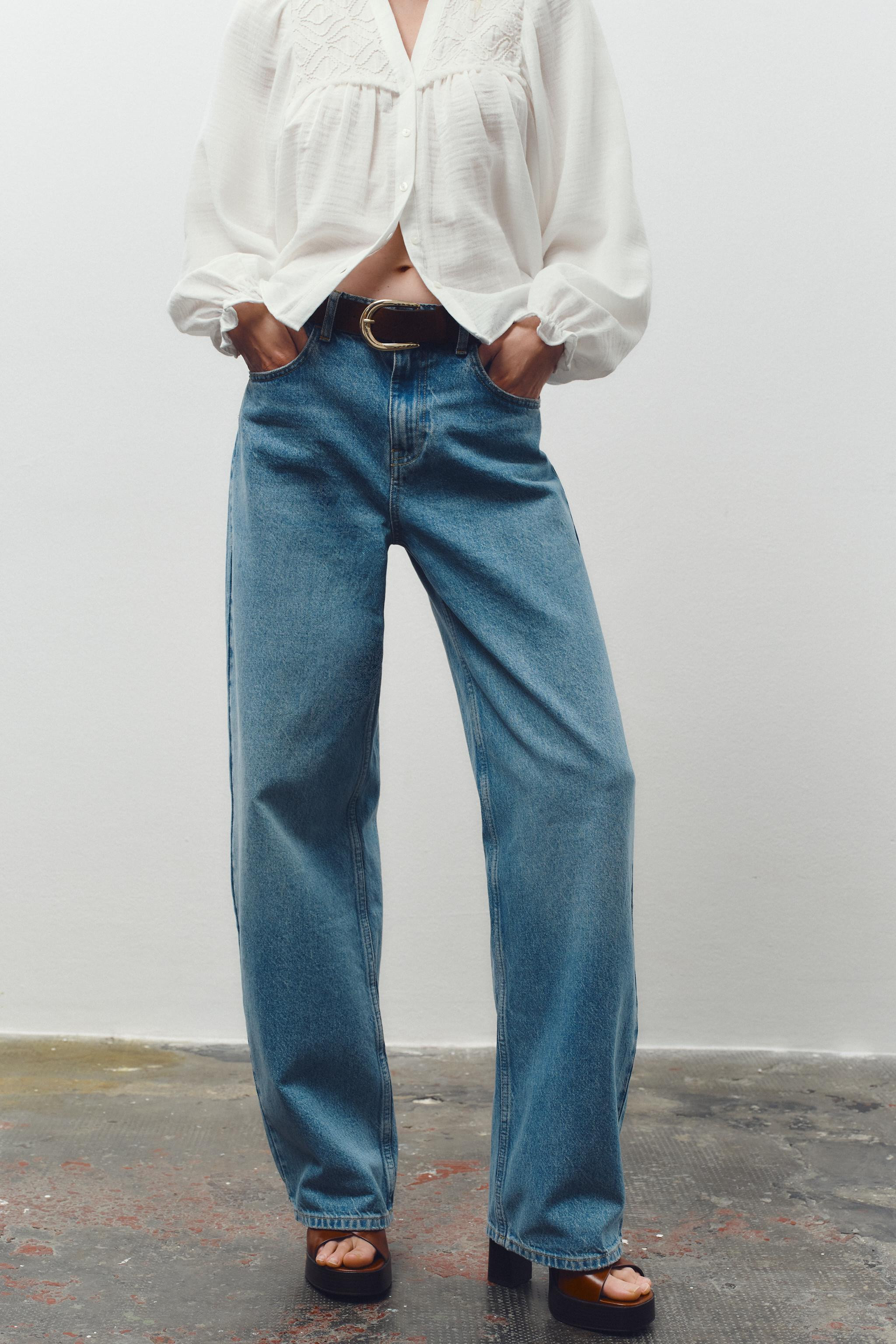 HIGH-WAIST - WIDE LEG - TAPEREDHigh-waist jeans with a belt and five pockets. Wide leg. Zip fly a... | Zara US
