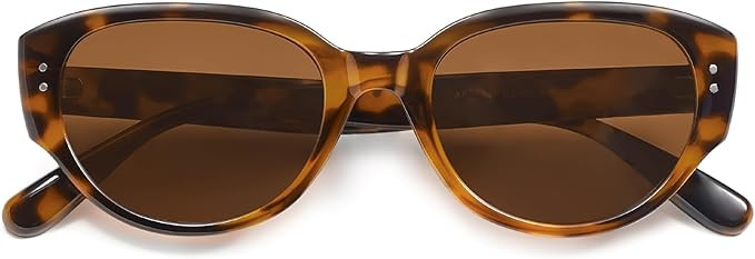 Retro Cat Eye Sunglasses for Women Round Polarized Cute 90s Oval Shades Womens Sunglasses AP3650P | Amazon (US)