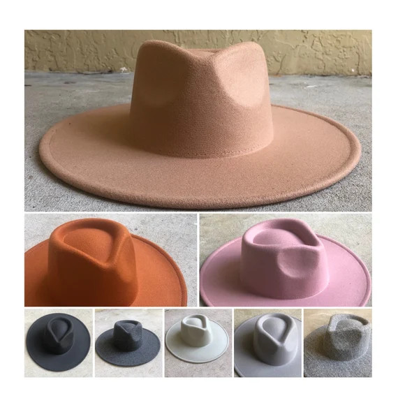 Fedora hat, wide brim hat, vegan felt rancher hat, flat brim hat, stiff brim, fedora for men, fed... | Etsy (US)