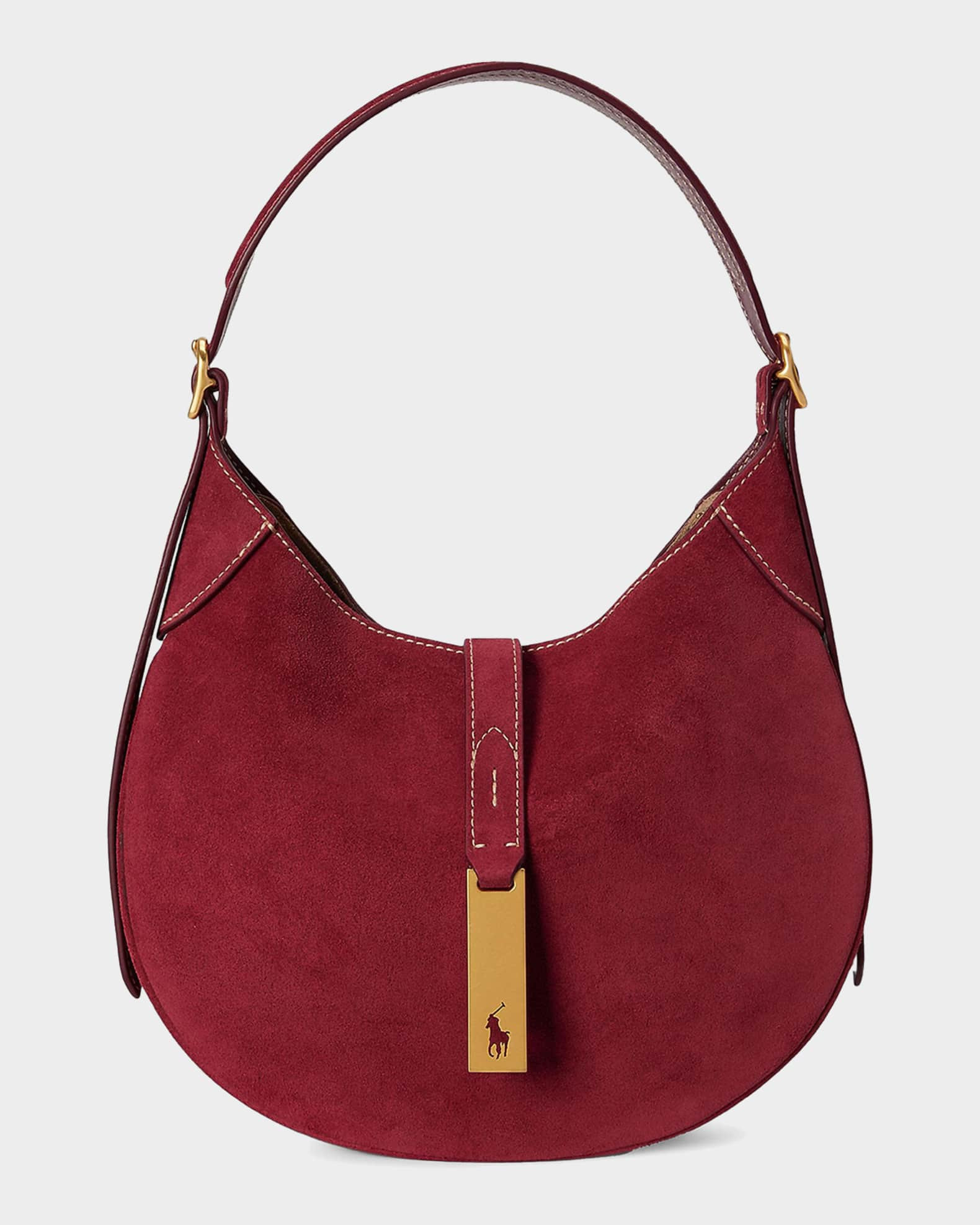 Polo ID Small Suede Shoulder Bag | Neiman Marcus