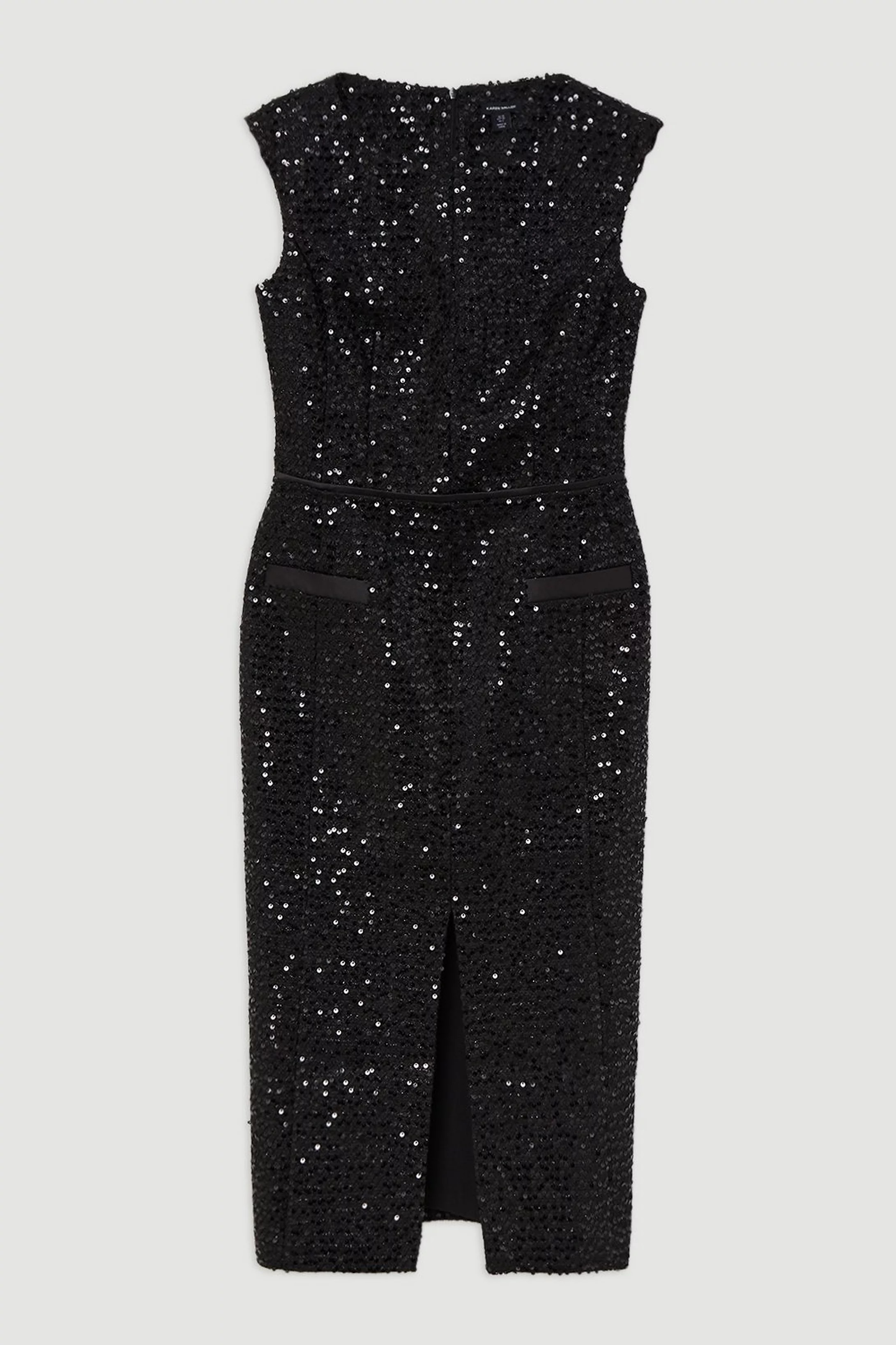 Tailored Sequin Tweed Drop Waist Midi Dress | Karen Millen US