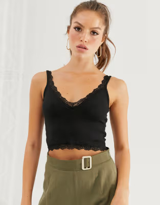 Stradivarius cami lace details top | ASOS (Global)