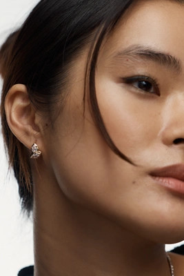 Double Stone Huggie Hoop Earrings | Anthropologie (US)