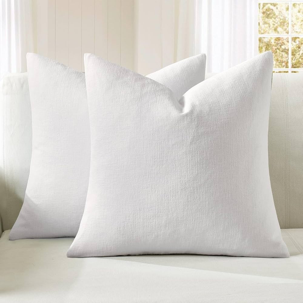MIULEE White Couch Pillow Covers 20x20 Inch, Set of 2 Soft Chenille Decorative Throw Pillow Cover... | Amazon (US)