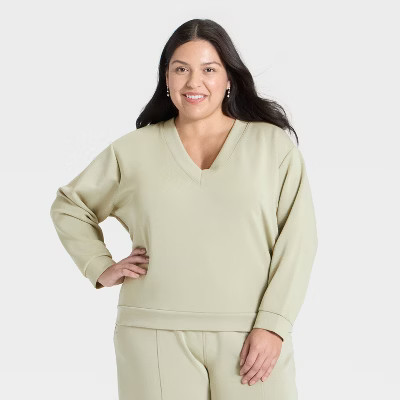 Women's Sandwash Sweatshirt - A New Day™ Light Green 4X | Target