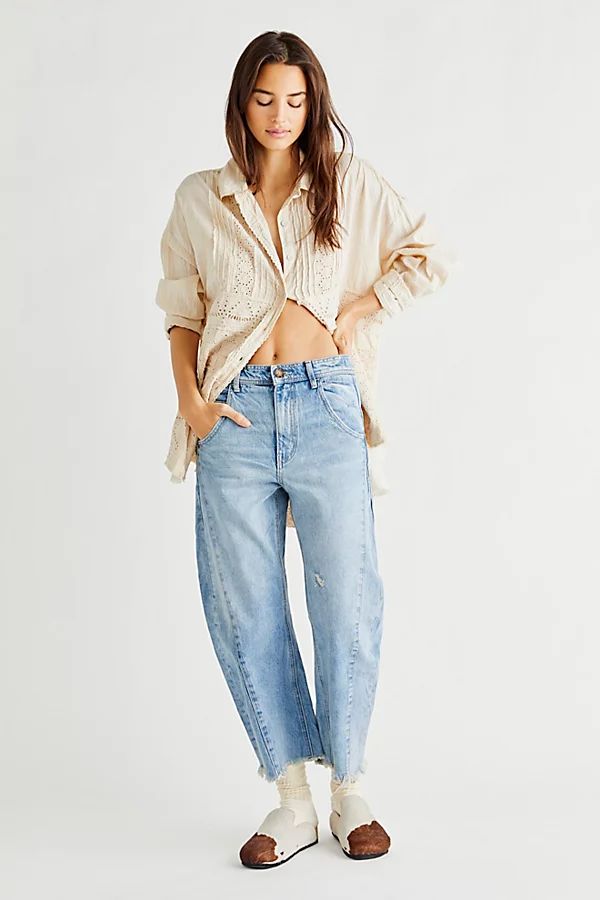 Extreme Barrel Jeans by We The Free at Free People, True Blue, 28 | Free People (Global - UK&FR Excluded)