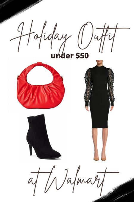 #walmartpartner Holiday outfit. Black holiday dress. Black booties. Red holiday purse. #walmart #walmartfashion @walmart @walmartfashion #liketkit https://liketk.it/3UPck

#LTKGiftGuide #LTKSeasonal #LTKHoliday