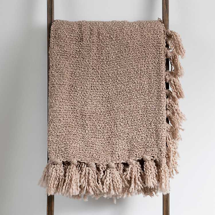 New! Mauve Bubble Boucle Fringe Throw | Kirkland's Home