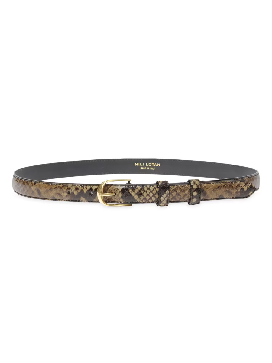 Jane Snake-Embossed Leather Belt | Saks Fifth Avenue