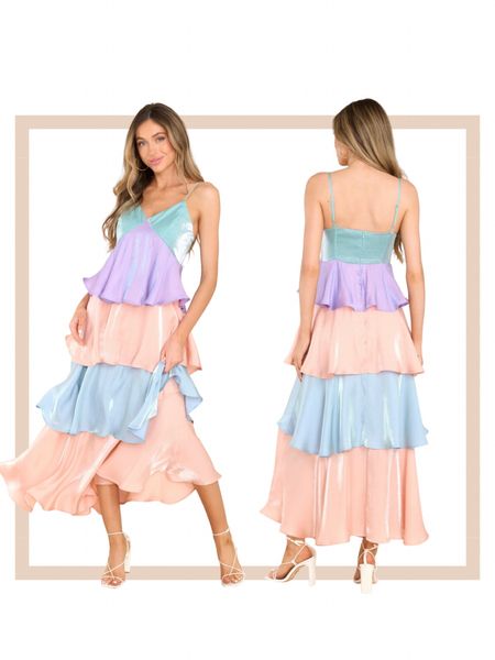 Soft pastel multi colour-tiered maxi dress

#LTKunder100 #LTKstyletip #LTKunder50