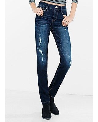 Express Womens Distressed Mid Rise Super Skinny Jean | Express