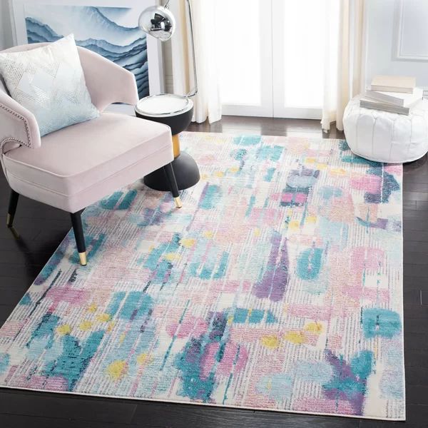 Ofrath Abstract Turquoise Area Rug | Wayfair Professional