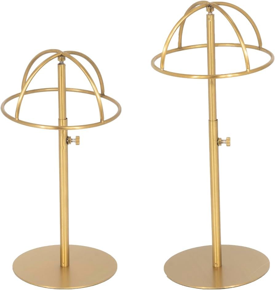 Hat Display Stand 2PCS Stainless Steel Brushed Nickel Titanium Hat Stand Metal Golden Adjustable ... | Amazon (US)