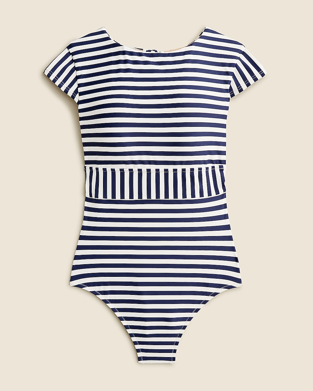 Cap-sleeve one-piece swimsuit in stripe | J. Crew US