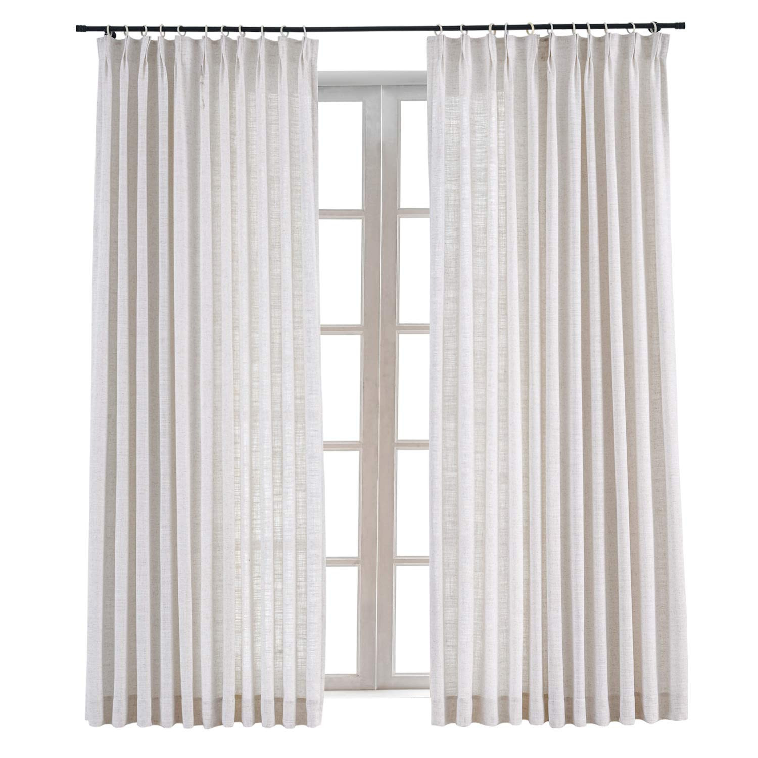 ChadMade Pinch Pleat Faux Linen Drapery Room Darkening Curtain Sliding Glass Door Living Room, 52... | Amazon (US)