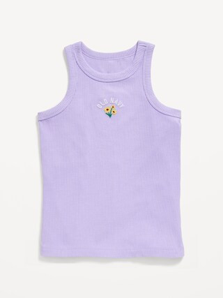 Fitted Ribbed Logo-Graphic Tank Top for Girls | Old Navy (US)