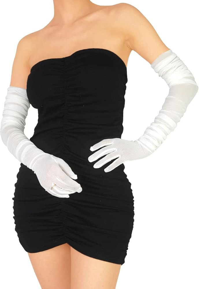 Women's Sexy Sheer Gloves Mesh Tulle Super Long Gloves Opera Christmas Costume Party Dance Gloves | Amazon (US)