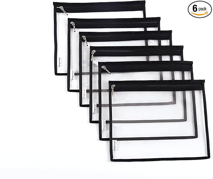 Multi-purpose Water Resisitant Clear PVC Organizer Bag Pouch with Zipper Closure 6-pack | Amazon (US)