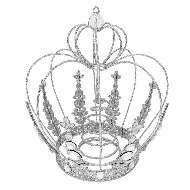 Silver Glittered Crown Tree Topper, 9.1" | At Home