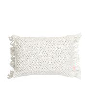 14x20 Indoor Outdoor Macrame Fringe Pillow | TJ Maxx