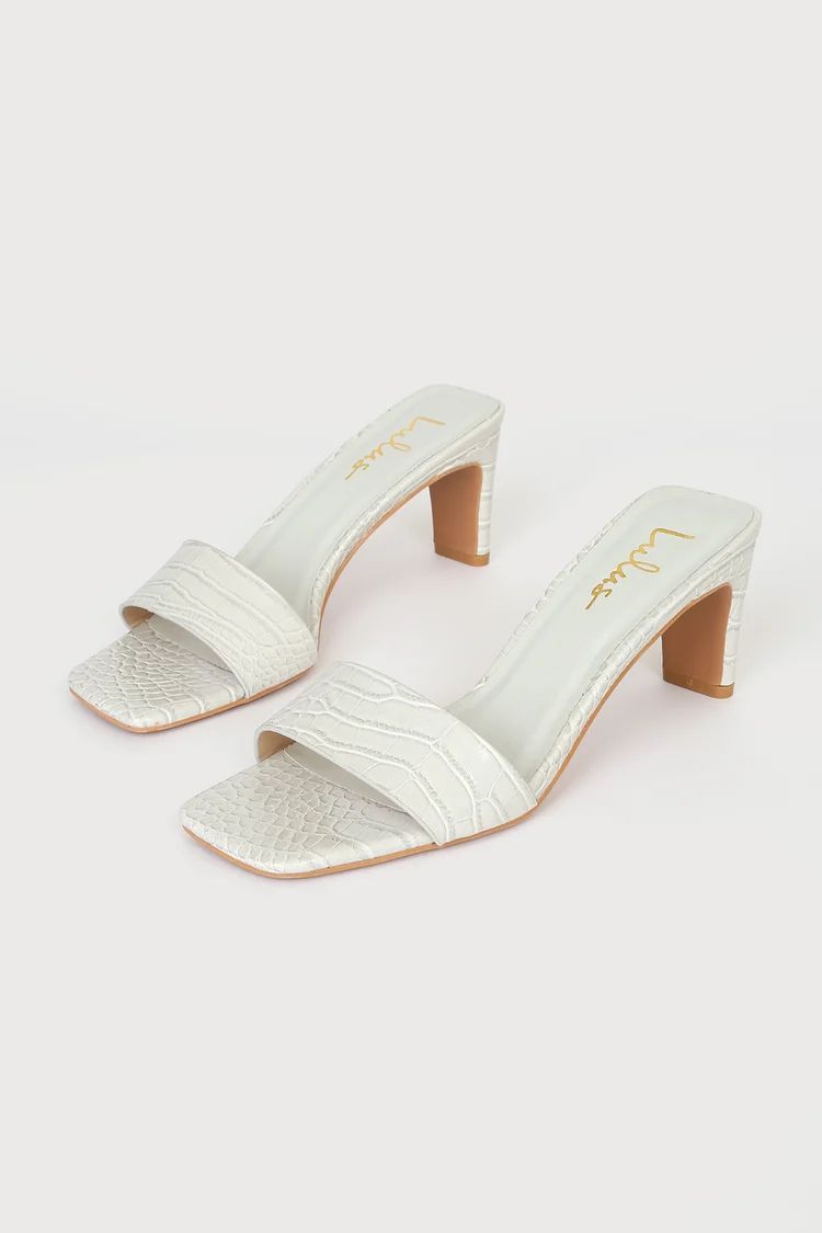 Cassilo Bone Crocodile-Embossed High Heel Sandals | Lulus (US)