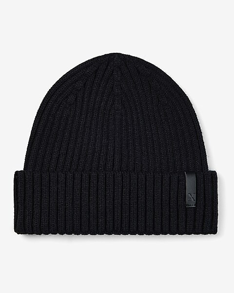 Black Ribbed Beanie | Express