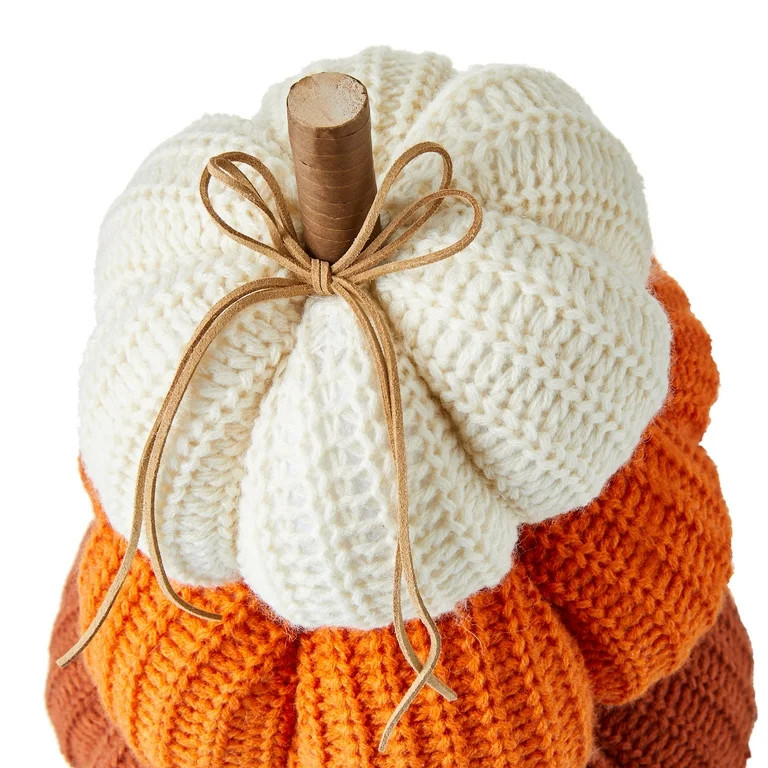 Stacked Yarn Pumpkins Tabletop Decor, Multicolor, 14", Fall by Way To Celebrate | Walmart (US)