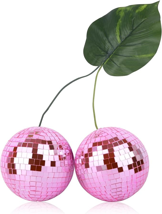 Cherry Disco Ball Decor, Double Mirror Ball Cherry Mirror Ball for DJ Club Stage Bar Party Weddin... | Amazon (US)
